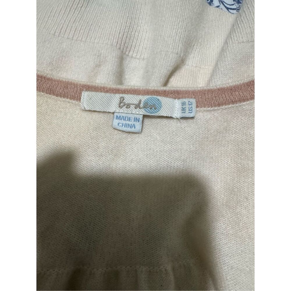 Boden 100% Cashmere cream button front sweater 12 - Picture 4 of 6